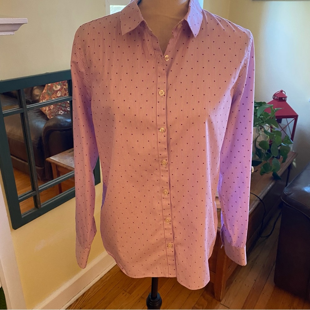 Lands'End Size 12 Lilac Plum Polka Dot
No Iron Supima Shirt Top Blouse Women